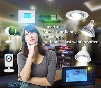 LightDims White Dims Self Adhesive Dimming/Softening Sheets for Harsh LED Lights Medium Size (2 Sheets) Subtle Warm Color & a Free Mystery Gift Sheet (3 Sheets Total). Packaging May Vary