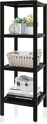 SMIBUY Estante de Almacenamiento para el baño, Organizador de estantes de bambú de 4 Niveles, Unidad de estantería Multifuncional para la Sala de Estar, el Dormitorio y la Cocina (Negro)