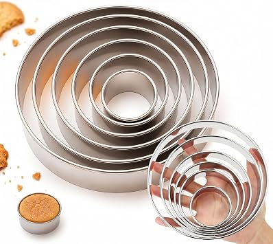 6 Pcs Round Cookie Cutters, Heavy Duty Stainless Steel Biscuit Cutter Set