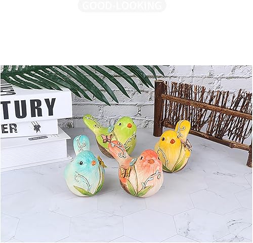 Miniatura 6 de Estatuas de pájaros de resina, figuras de pájaros pintadas a mano, estatua de pájaro, decoración de estantes, escultura de animales divertidos,