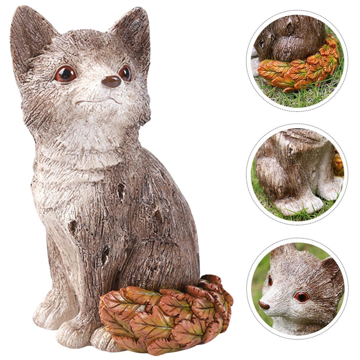 Abaodam Gartenfigur Fuchs aus Kunstharz Wetterfest und Detailgetreu Lebensechte Gartendekoration für Garten und Hof Natürliche Farbunterschiede und Langlebiges Material