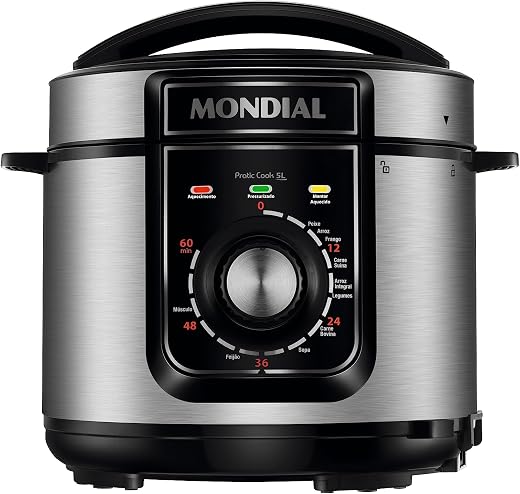 MONDIAL Panela de Pressão Elétrica 5L, Preto/Inox, 900W, 220V -...