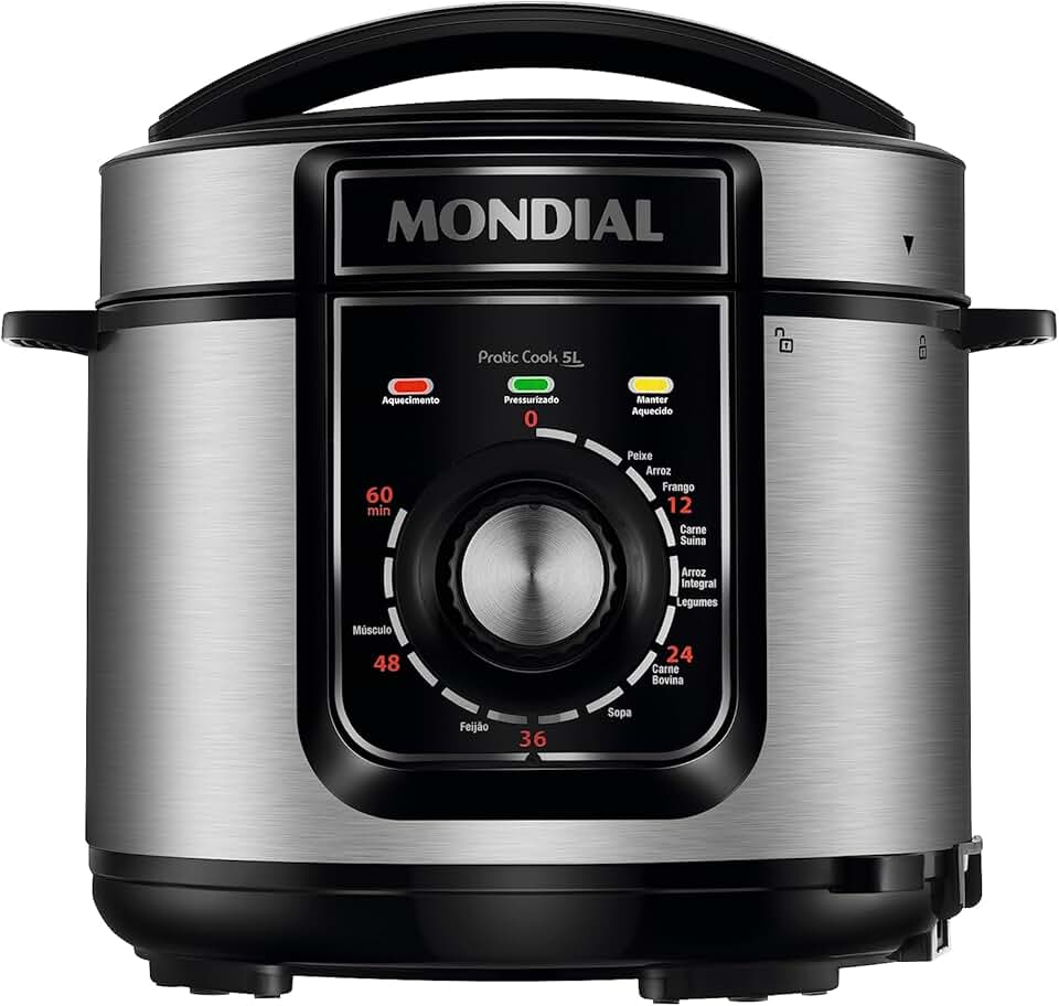 MONDIAL Panela de Pressão Elétrica, Pratic Cook 5L, 110V, Preto, 5L, 900W - PE-48-5L-I