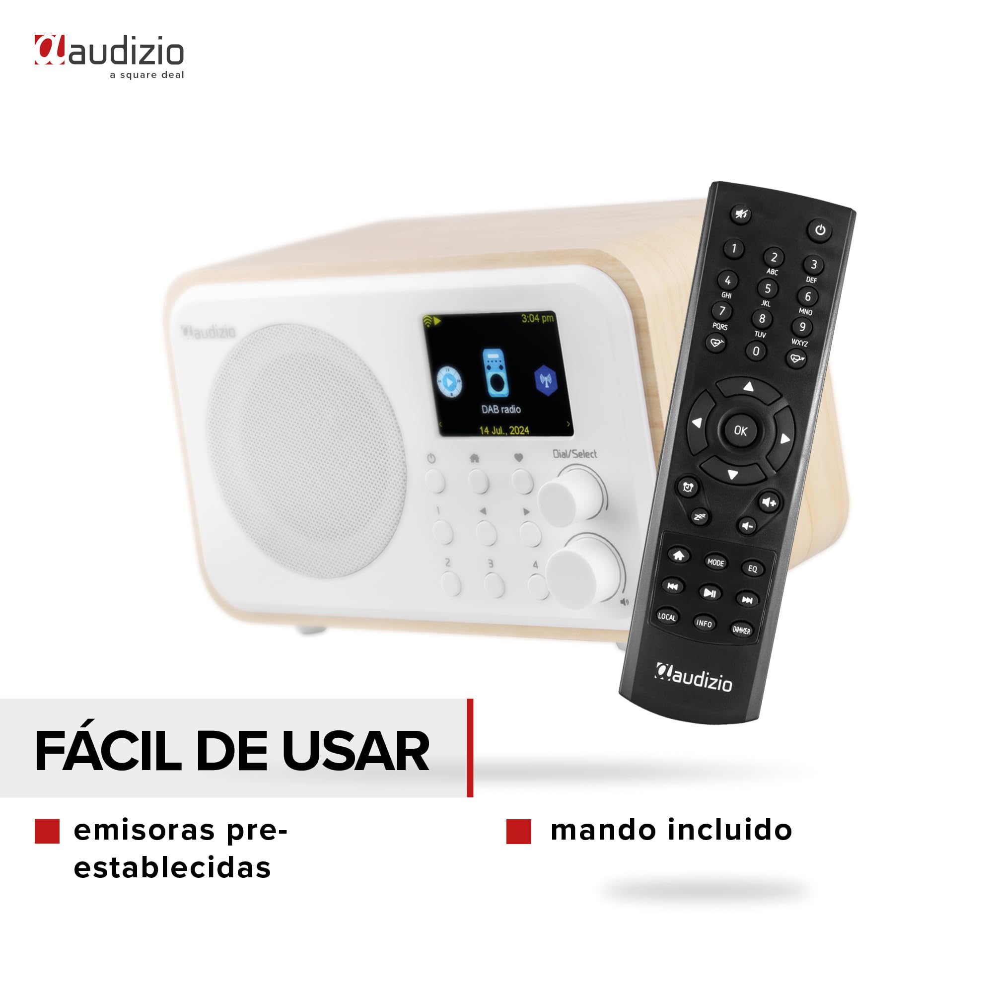 Audizio Vicenza - Radio Digital Dab+/FM e Internet con Bluetooth 5.0, batería Recargable de 10h, Pantalla a Color, Ideal para Cocina, Viajes o Escritorio, diseño Compacto en Blanco con WiFi Integrado