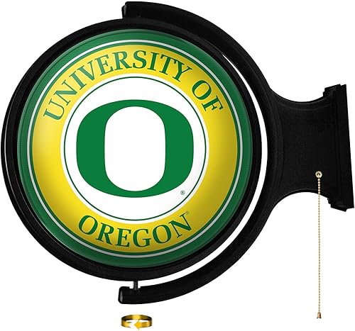 Oregon Ducks letrero de pared giratorio redondo iluminado Decoración universitaria para el hogar, sala de juegos, cueva de ventiladores y garaje,