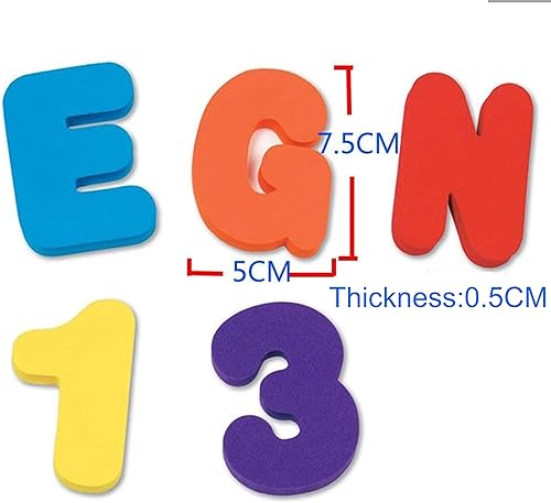 Miniatura 4 de BAIVYLE Juguetes de baño de espuma para bebés, letras y números del alfabeto, juguete flotante de 36 piezas ABC para bañera, educativo, niños y