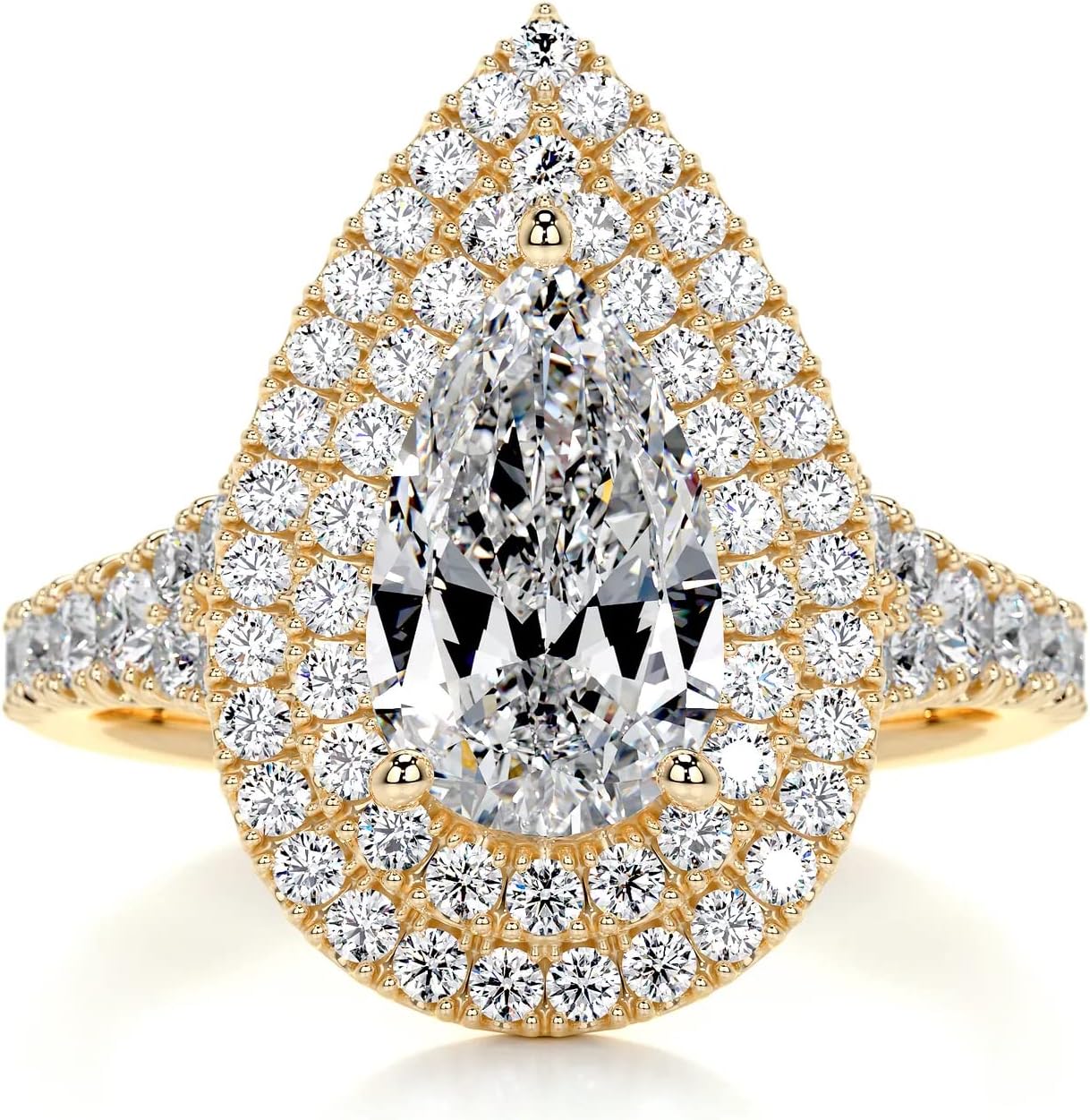 2CT-4CT Pear Cut Double Halo Split Shank Anniversary Ring Handmade Wedding Ring for Women Engagement Promise Gifts for Her Moissanite