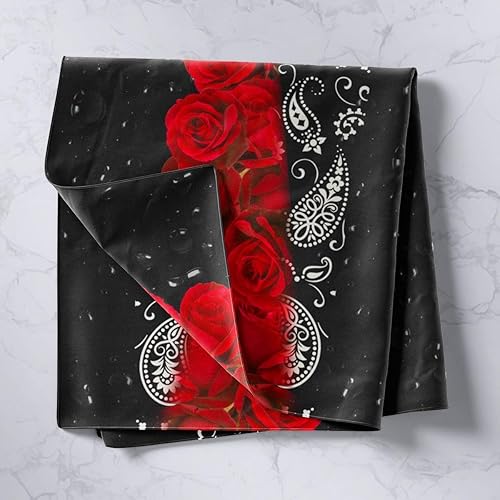 Miniatura 2 de Tapiz femenino de flores de rosas rojas, tapiz de pared para el día de San Valentín, decoración de habitación de niñas y mujeres, cielo estrellado