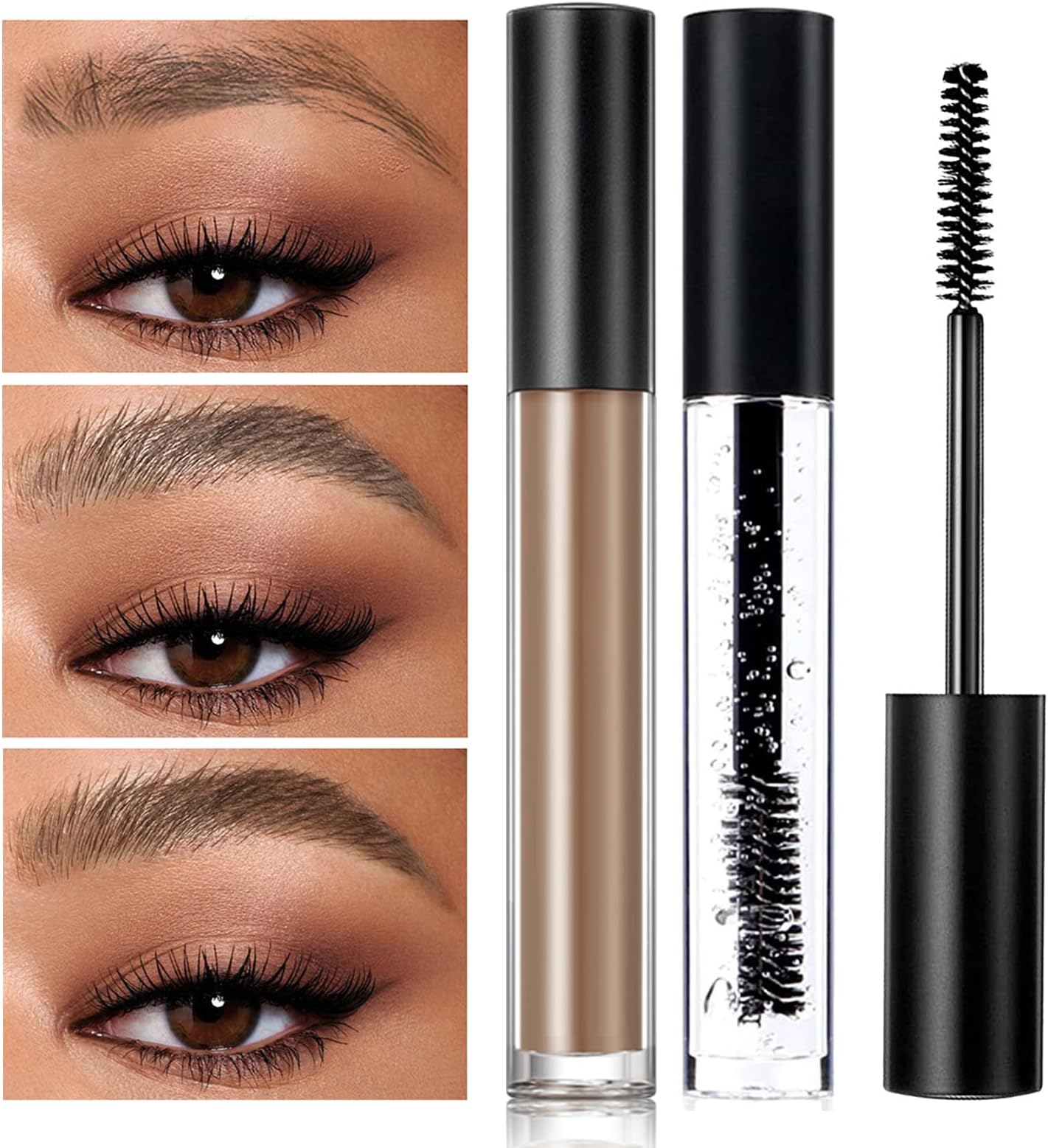 Clear Eyebrow Setting Gel, Brow Fix Gel, Waterproof And Sweat-Proof Eyebrow Repair Liquid Brows Styling Beauty Salon Home Use Makeup, 1.81oz (Clear and Light Brown)