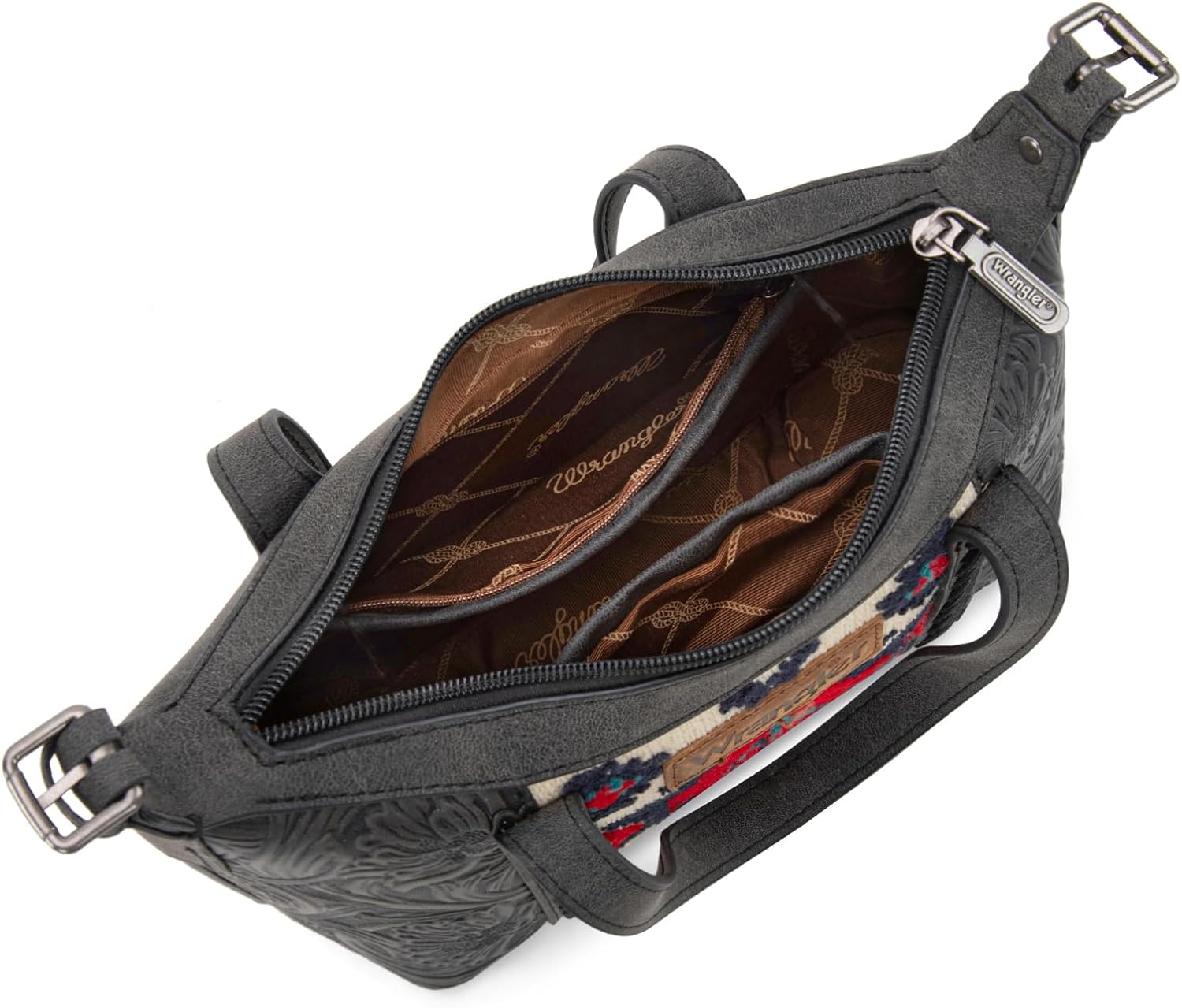 Wrangler Tooled Aztec Small Crossbody Bags for Women Designer Top-Handle Crossbody Handbag - Image 6