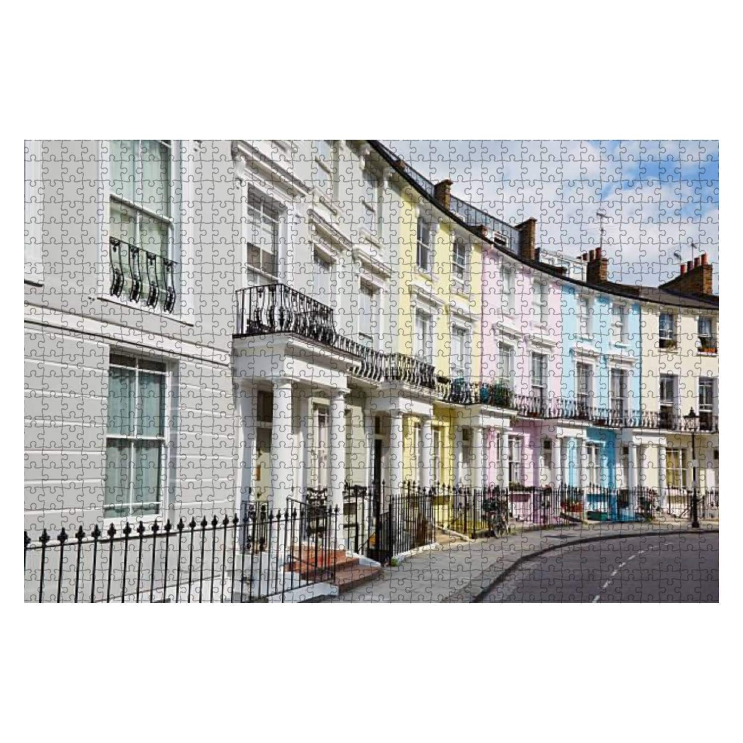 Colorful London houses in Primrose hill England 1000 Pieces Wooden Jigsaw Puzzles for Adults Decompression DIY Children Educational Puzzles Creative Games Toys Gift Home Decor