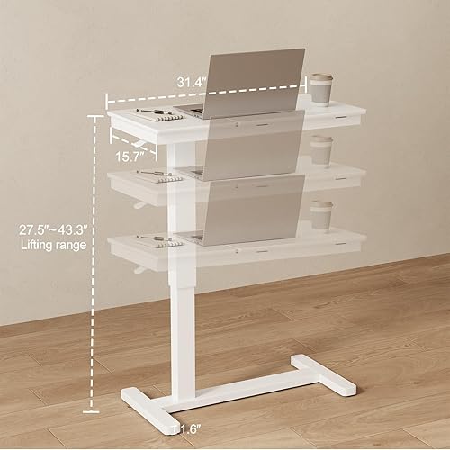 Miniatura 27 de Mesa de Cabecera de Madera Maciza sobre la Cama con Ruedas, Mesa de Cama de Hospital Médica Ajustable con Superficie Inclinable sobre la Cama,