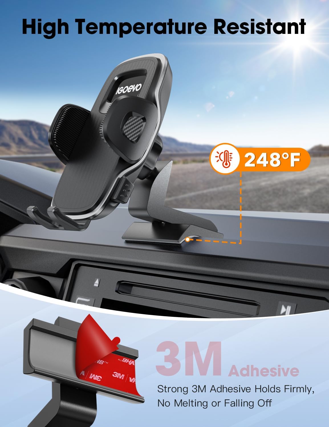 Upgraded Tacoma Phone Mount for Toyota Tacoma 2016-2023, 3rd Gen Dashboard Clip Cell Phone Cradle, Adjustable Stand, Suitable for Most Smartphones