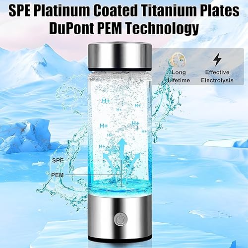 Miniatura 6 de Botella de agua de hidrógeno con tecnología SPE y PEM, máquina ionizadora portátil de agua rica en hidrógeno, para fitness, hogar, oficina, viajes,
