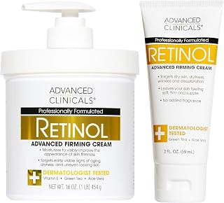 Advanced Clinicals Retinol Body Lotion & Face Moisturizer | Anti-Aging Cream for Wrinkles, Fine Lines & Crepey Skin w/ Travel Size