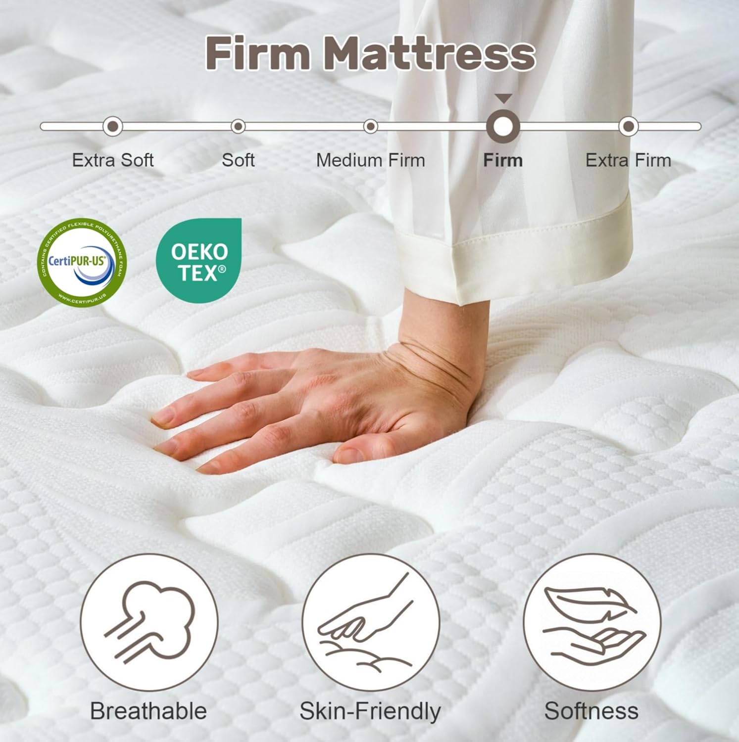 WEUP King Size Mattress 12 Inch, Firm Hybrid Memory Foam Mattress in a Box with Individual Pocket Springs, Pressure Relief, Motion Isolation, Fiberglass Free, CertiPUR-US Certified 80"x 76"(White)