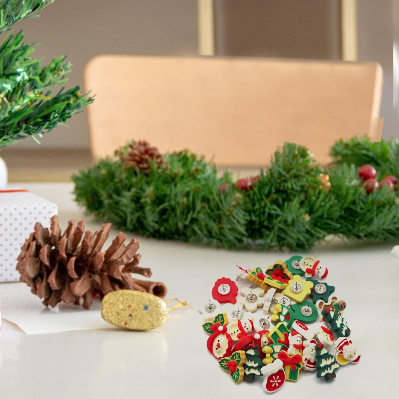 36 Weihnachts-Pinnnadeln Aus Harz – Niedliche Motive (Schneemann, Weihnachtsbaum Etc.) Für Pinnwand & Korktafel