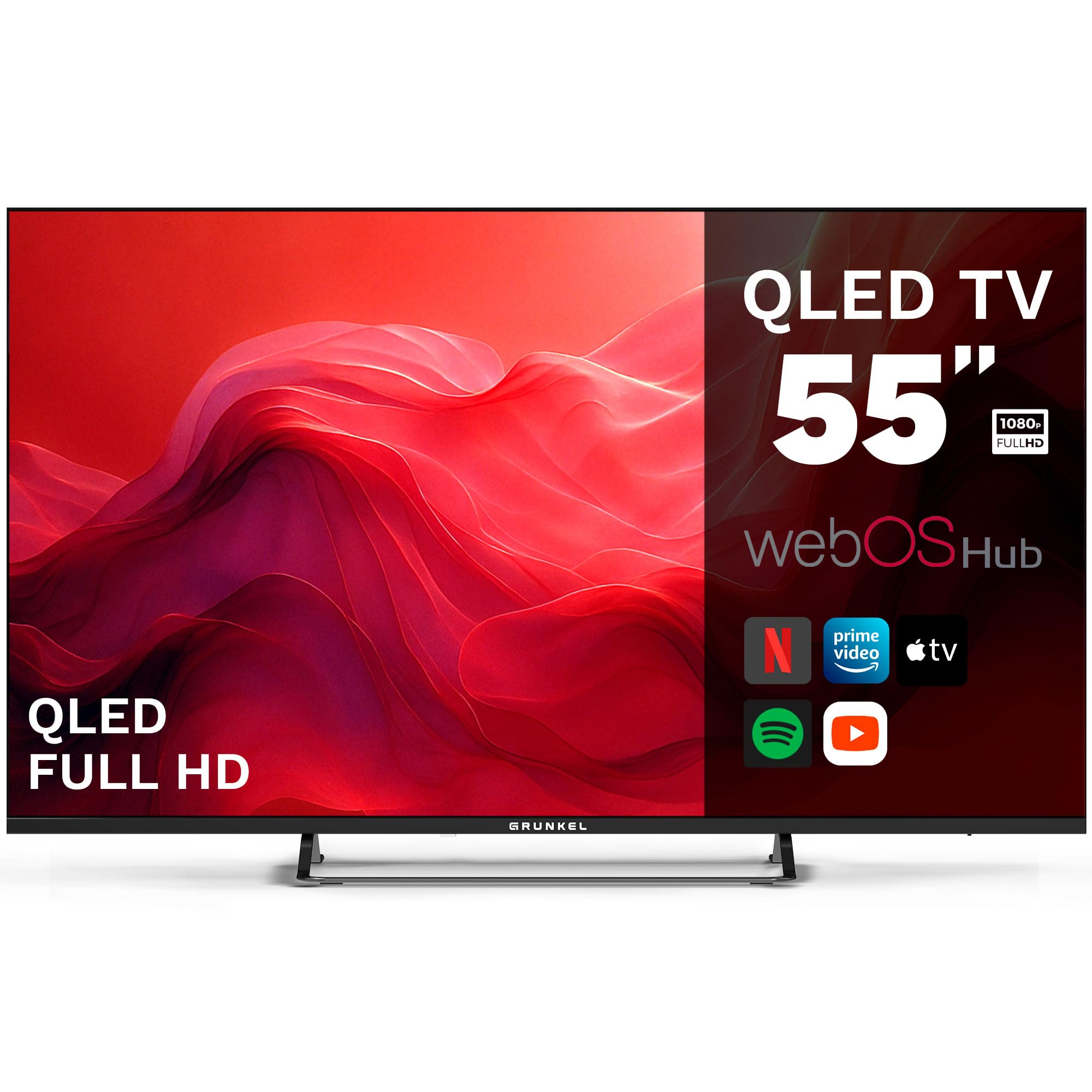 Grunkel QLED-5526WBS Smart TV QLED 55” 4K UHD | Sistema webOS | TDT T3 + Satélite S3 | WiFi Integrado | Grabador USB-PVR | 4 HDMI | Sonido 20W
