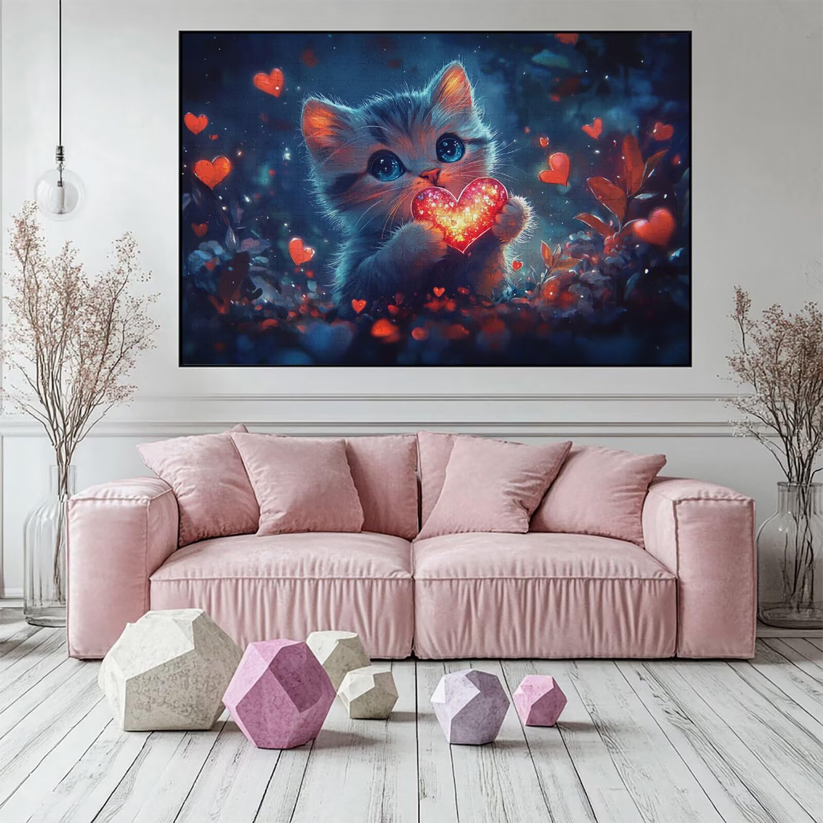 Puzzle 3000 elementów kot puzzle dla dorosłych miłość 122 x 81 cm unikalne rzemiosło klasyczne 3D drewniana układanka do rodzinnych gier aktywności, układanka do samodzielnego wykonania, nawet do