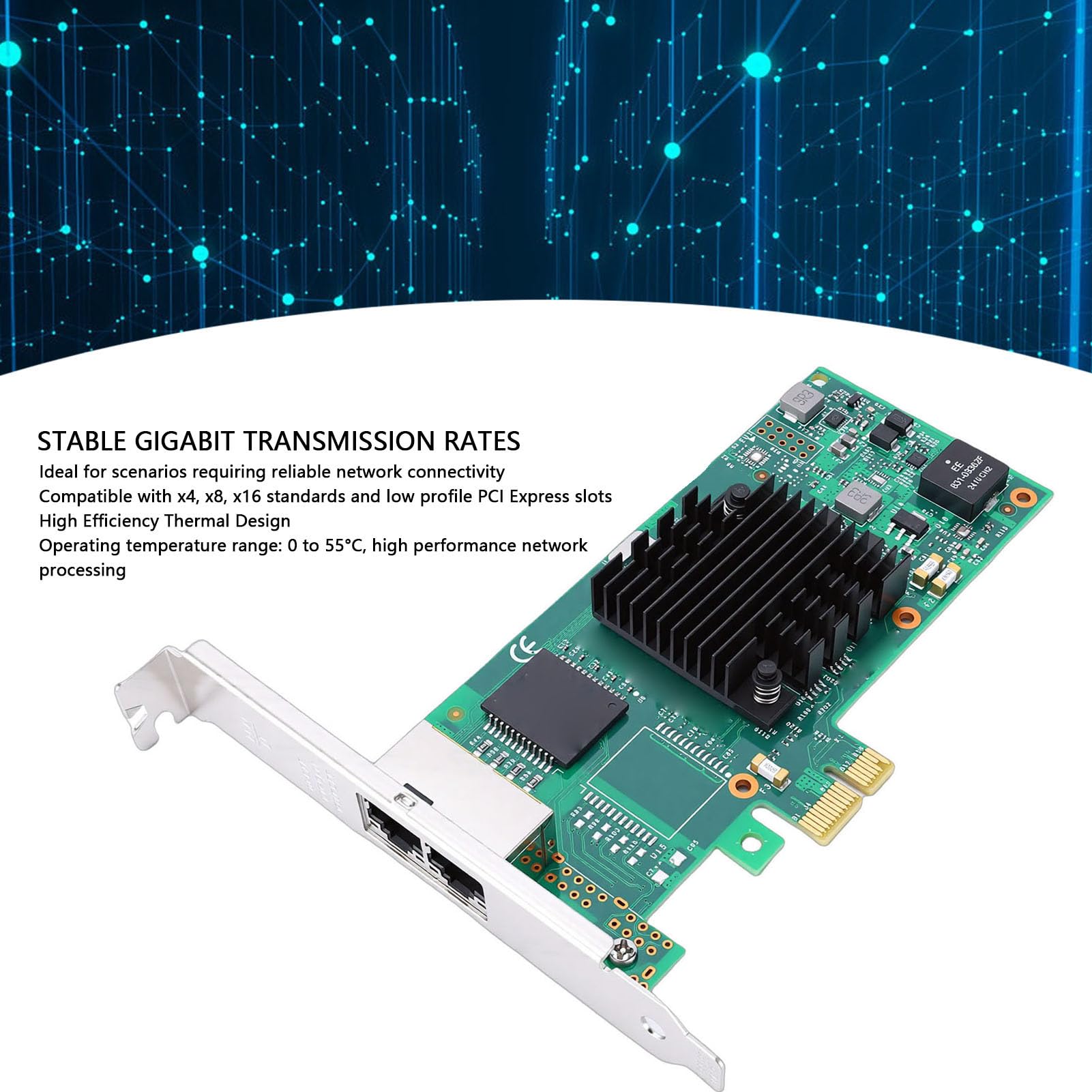 Garsent Dwuportowa Karta Sieciowa Gigabit PCIe, Adapter Ethernet PCI Express 2.1 X1 z Chipsetem 350AM4, do Przemysłowych urządzeń Wizyjnych do Komputerów Stacjonarnych
