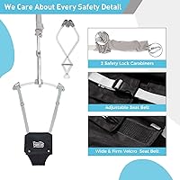 Vista 7 de FUNLIO Saltador de Puerta para Bebé de 6 a 24 Meses (con Abrazadera para Puerta), Saltador de Puerta para Bebé con Resorte Fuerte y Correa Negro