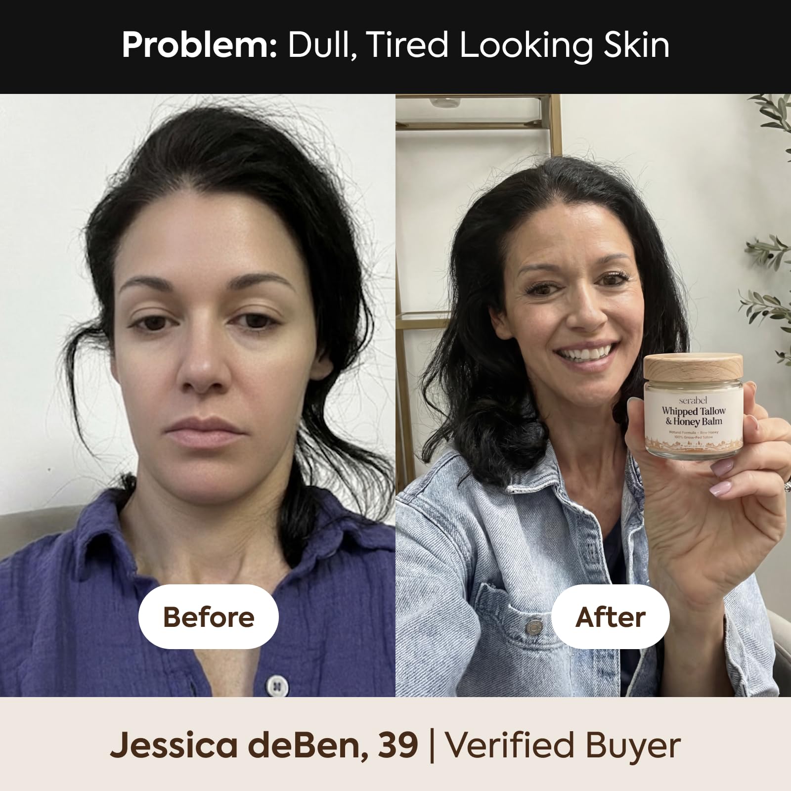 Serabel Tallow and Honey Balm for Face and Skin, Unscented Moisturizer