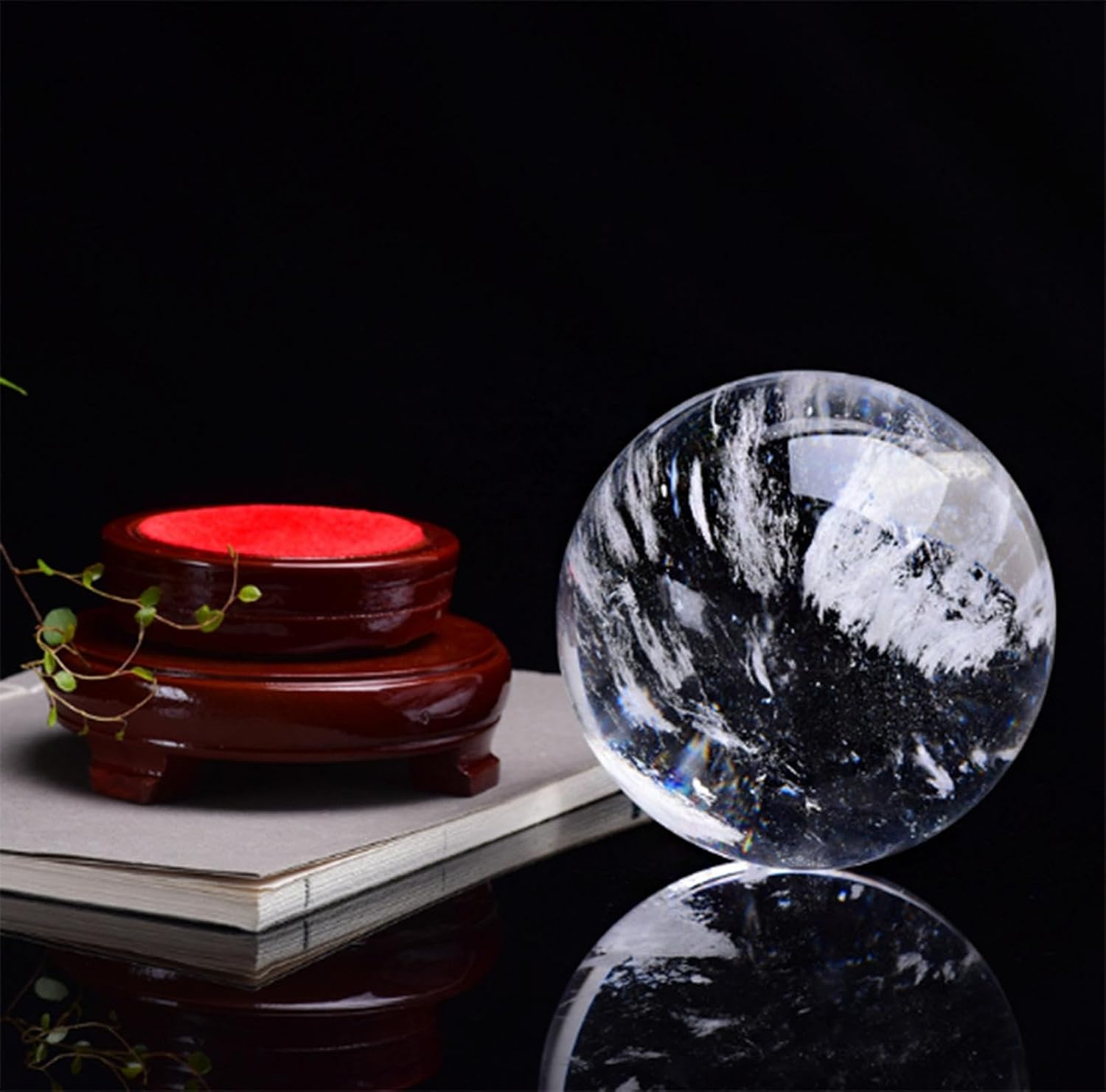インテリア Real Quartz Crystal Ball Clear Sphere with Stand Round