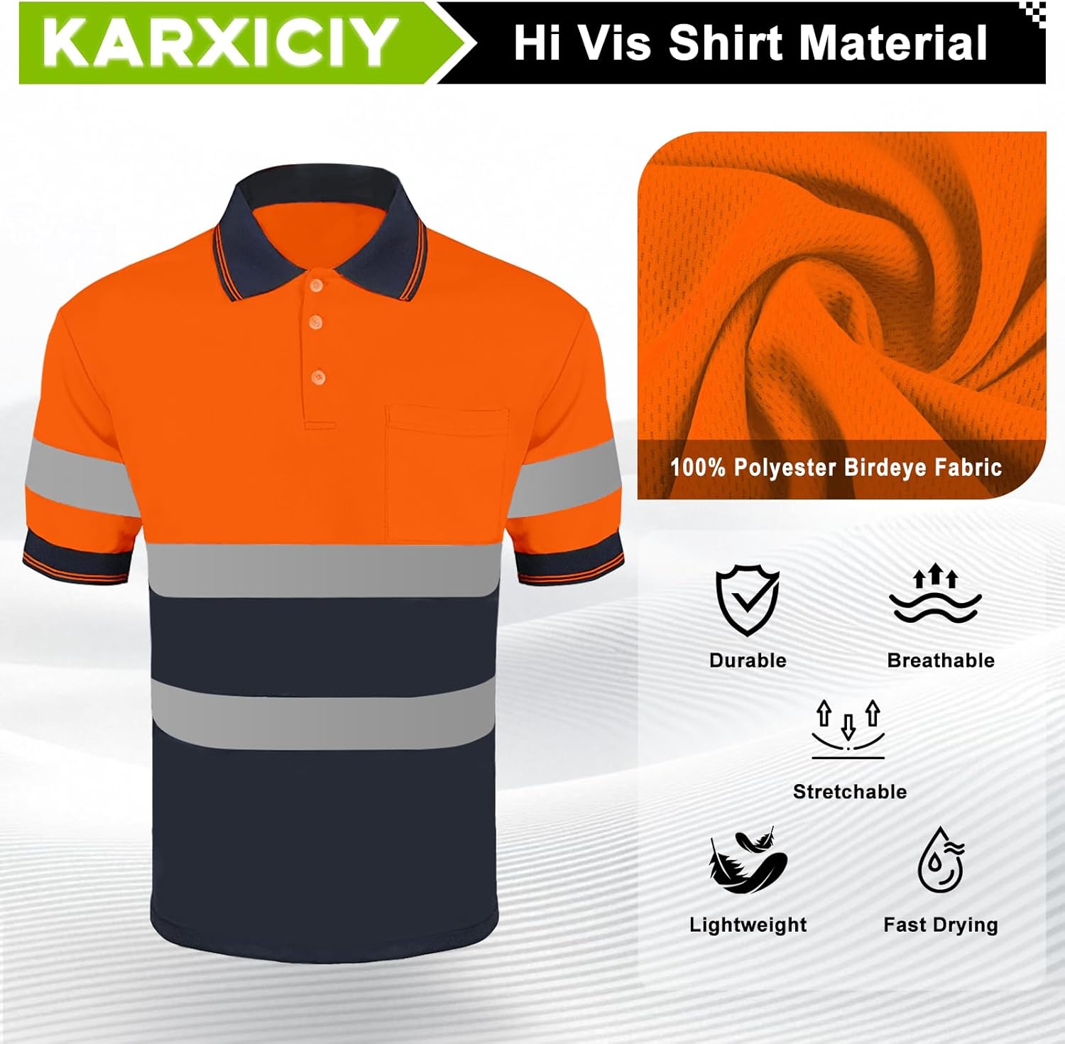 Hi Vis Shirts for Men Safety Construction Reflective Polo Shirt - Image 5