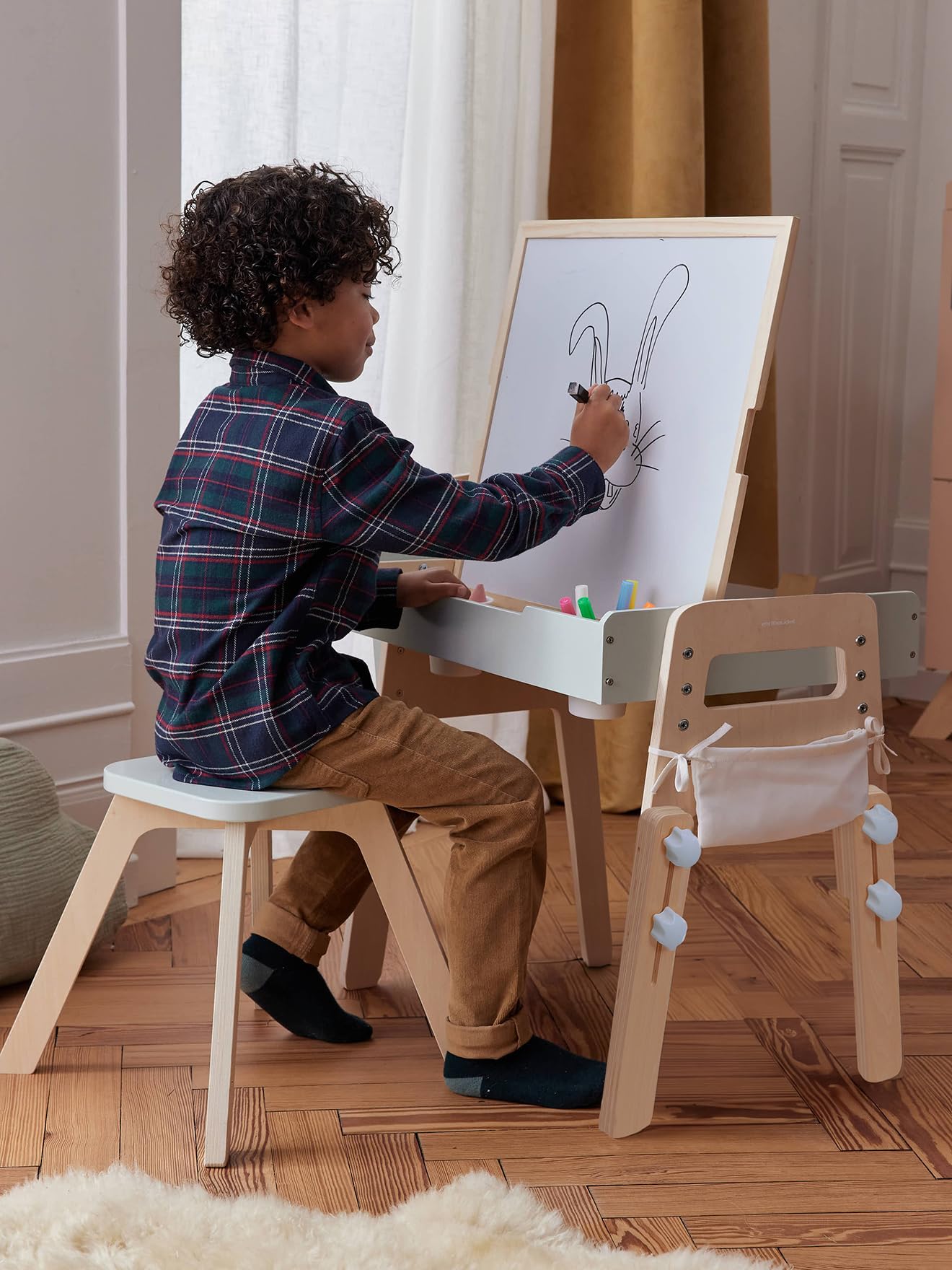VERTBAUDET Jouet Enfant Tableau 5 En 1 En Bois FSC blanc TU