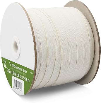 Dritz Cotton Swimwear Braided Elastic, 3/8 x 60 Yds, Natural
