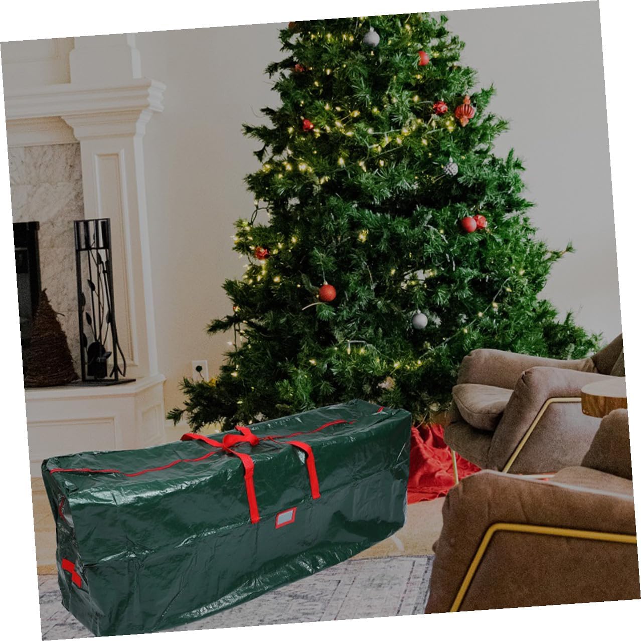 Abaodam Christmas Tree Storage Bag Zippered Waterproof Green 165x38x76cm with Carry Handles Dustproof Xmas Tree Container for Holiday Décor Organization