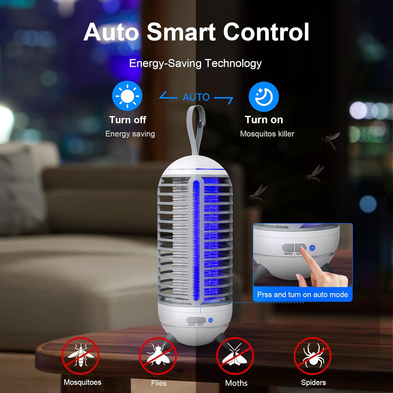 Bug Zapper Outdoor Rechargeable 2 in 1 Wireless Mosquito Killer Lamp 2500mAh Electric Trap Ideal Bug Zapper Indoor for Patio, Home, Backyard, Yard, Garden, Campsite (White)
