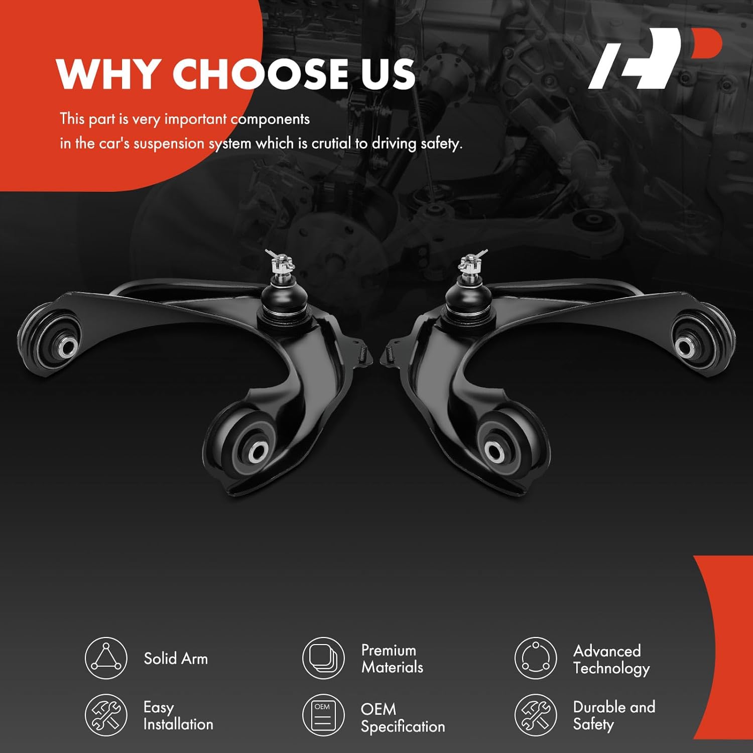 A-Premium 2 x Front Upper Control Arms, with Ball Joint & Bushing, Compatible with Honda Accord 1998-2002, Acura TL 1999-2003, CL 2001-2003