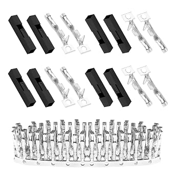 100 Sets / 200 Pieces for Dupont 2.54 mm Pitch 1-Pin Adapter Connector Female Housing Black Socket Terminal Compatible with Wires Cable 30-26 AWG Accessories, Header Crimp Pins Kit