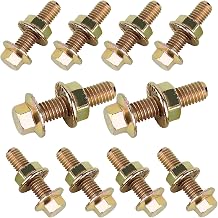 10PCS Exhaust Manifold Bolts, 0.7" x 1.45" High Strength Carbon Steel Hex Flange Nuts & Screws, Auto Exhaust Manifold Studs Kit, Universal Car Retrofit Replacement Parts Gold