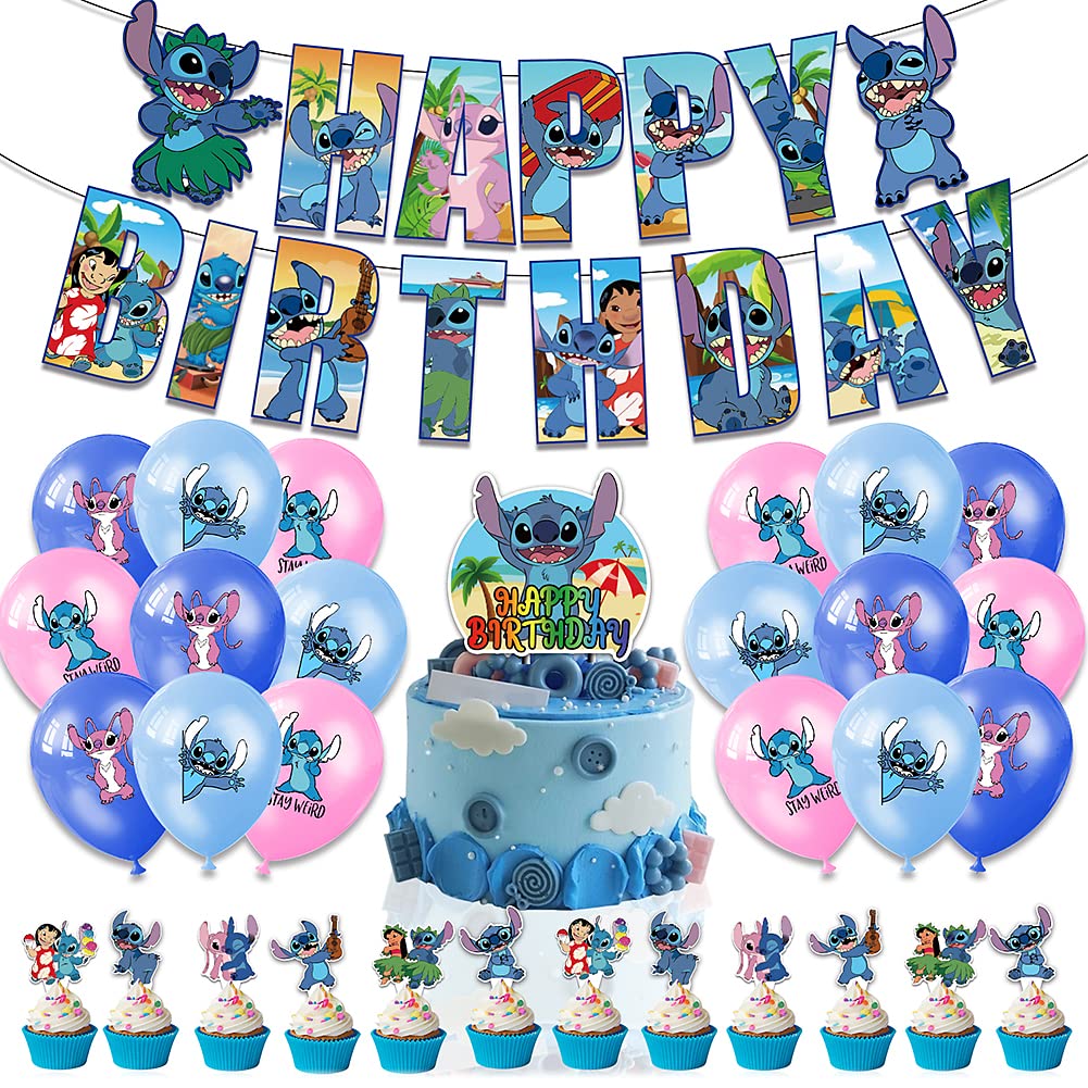 Buy 34pcs Lilo Stitch Party Supplies, Stitch Theme Party Theme Supplies
