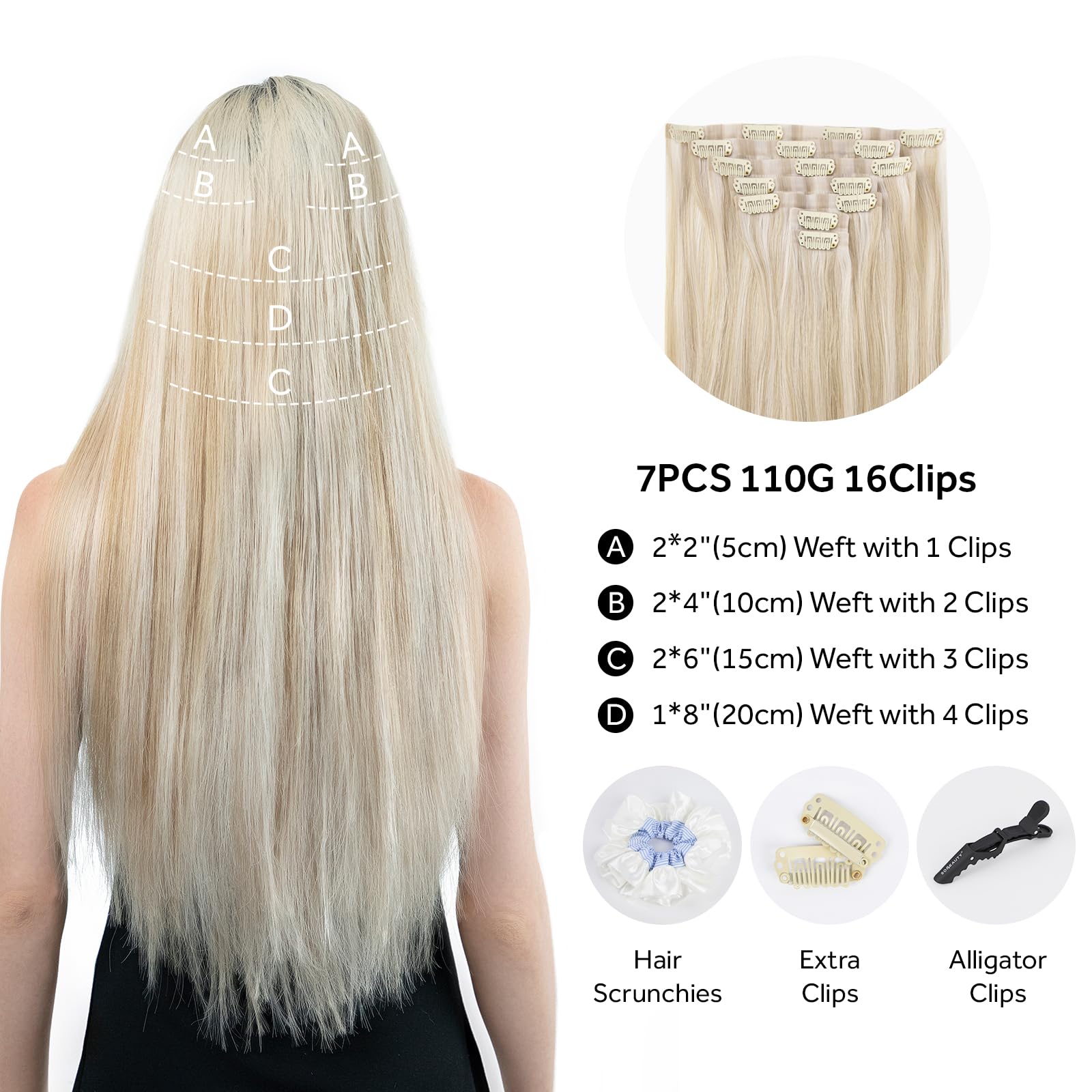 SOBEAUTY Clip in Hair Extensions, 100% Real Human Hair Remy Natural Volume Hair Extensions - Image 2
