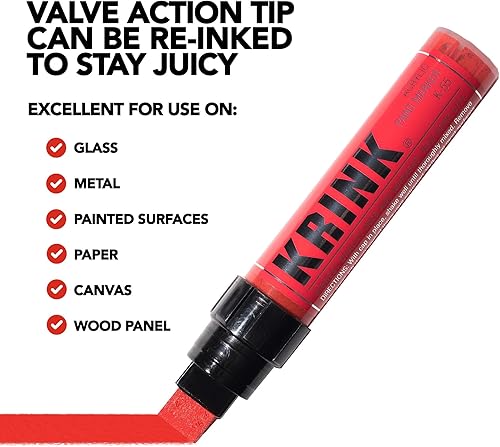 Miniatura 4 de Krink K-55 - Rotulador de pintura roja, vibrantes y opacos, bolígrafos de pintura acrílica para superficies lisas, marcadores de pintura acrílica