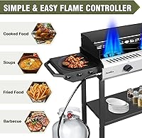 Vista 6 de Bestfire Estufa de propano de 2 quemadores, estufas de gas para acampar al aire libre, 150,000 BTU, encendido automático con regulador y estantes