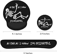 Vista 2 de Britimes Skull Skeleton Black Ergonomic Mouse Pad Set with Wrist Rest Non-Slip Rubber Base Wrist Cushion Support and Coasters Mousepad with Wrist