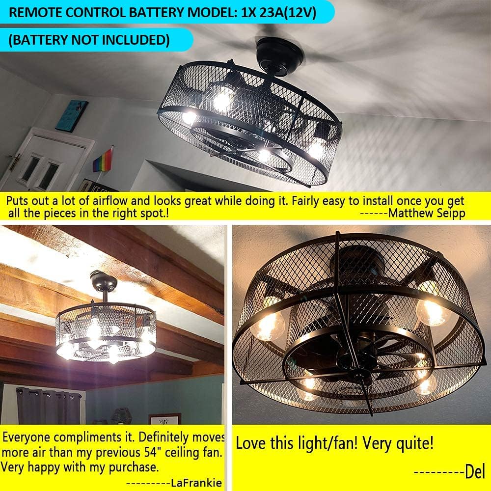 Bеѕt Cуbеr Mоndау 🔥 DLLT 20In Caged Ceiling Fan with Light, 3 Speeds Adjustable, Ceiling Fan Lights with Remote, Industrial Ceiling Fans for Living Room, Bedroom, Kitchen, 4xE26 Bulb Base, Black (No Bulb) 40% оƒƒ Dіѕсоunt DLLT 20In Caged Ceiling Fan with Light, 3 Speeds Adjustable, Ceiling Fan Lights with Remote, Industrial Ceiling Fans for Living Room, Bedroom, Kitchen, 4xE26 Bulb Base, Black (No Bulb)