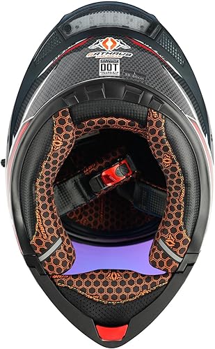 Miniatura 6 de Casco de cara completa para motocicleta con alerón LED aprobado por DOT OTS