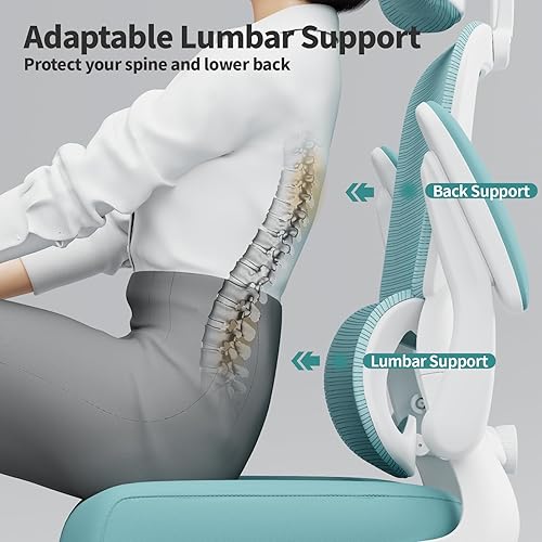 Vista 6 de TRALT Silla de oficina ergonómica, silla de escritorio ergonómica de 330 libras, sillas de escritorio de oficina de malla para el hogar con ruedas