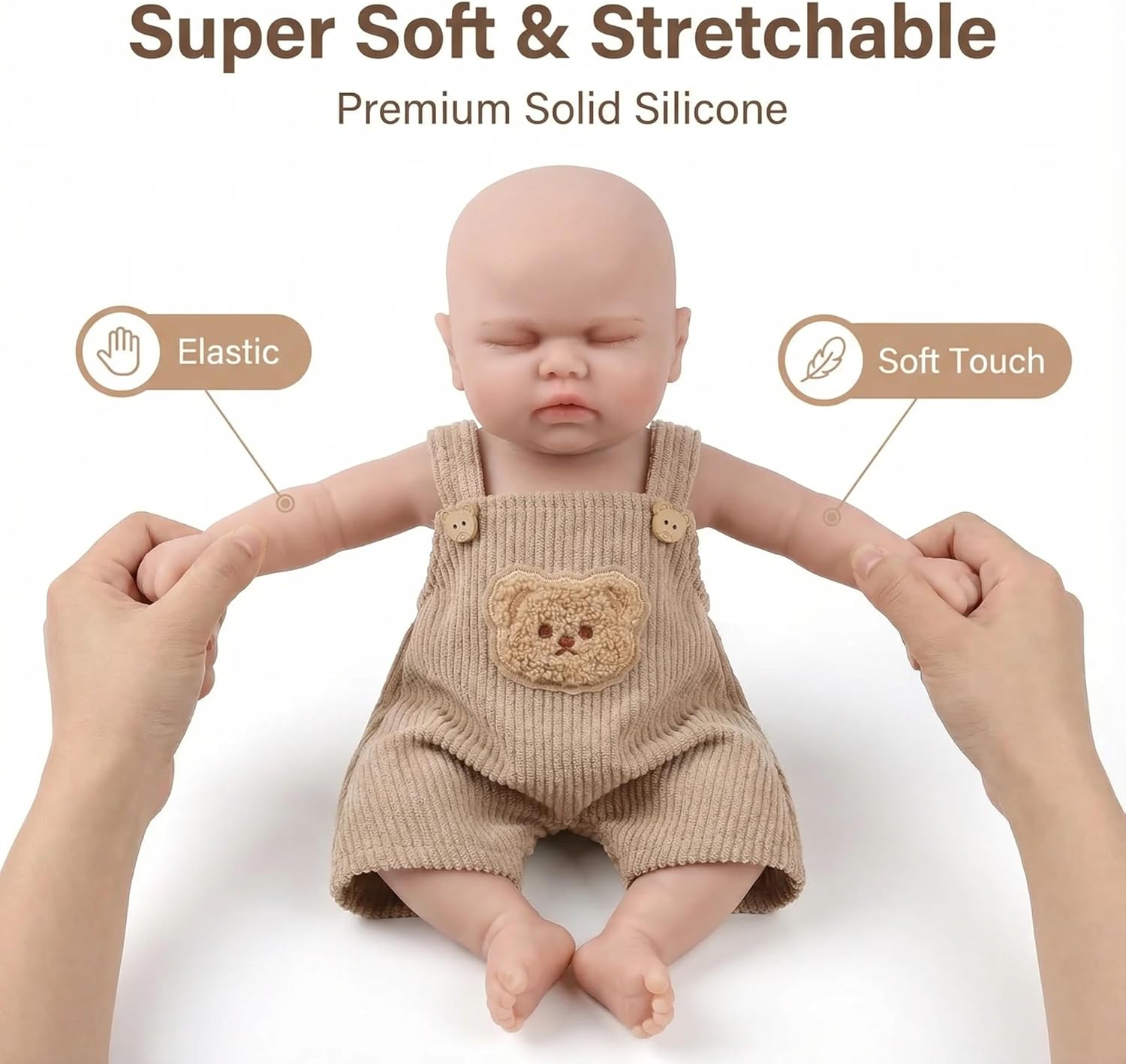 Angelbaby 12 Inch Realistic Full Silicone Baby Doll Boy Can Open Mouth Lifelike Newborn Babies Dolls Solid Silicone Full Body, Not Vinyl Dolls, Squishy Sleeping Reborn Preemie for Kids & Collectors
