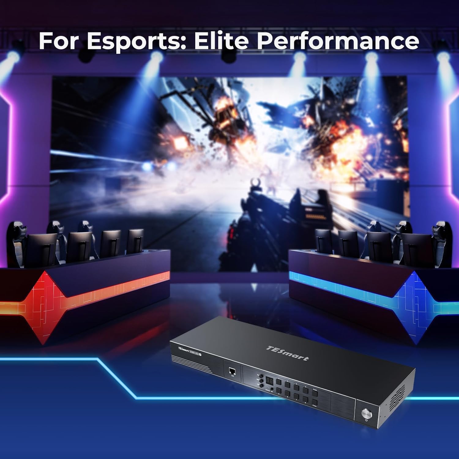 TESmart HDMI KVM Switch 8 Port 8K@60Hz, USB 3.0 8X1 Rackmount KVM Enterprise-Grade EDID Emulator, Hotkey Switch, RS232, LAN Port, IR Remote, IP Control, Auto Scan, with 8 Pcs 5ft KVM Cable