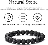 Vista 8 de RANKEEF - Pulsera de ojo de tigre para hombre, elástica, ajustable, cuentas de vidrio color negro, 516 de pulgada