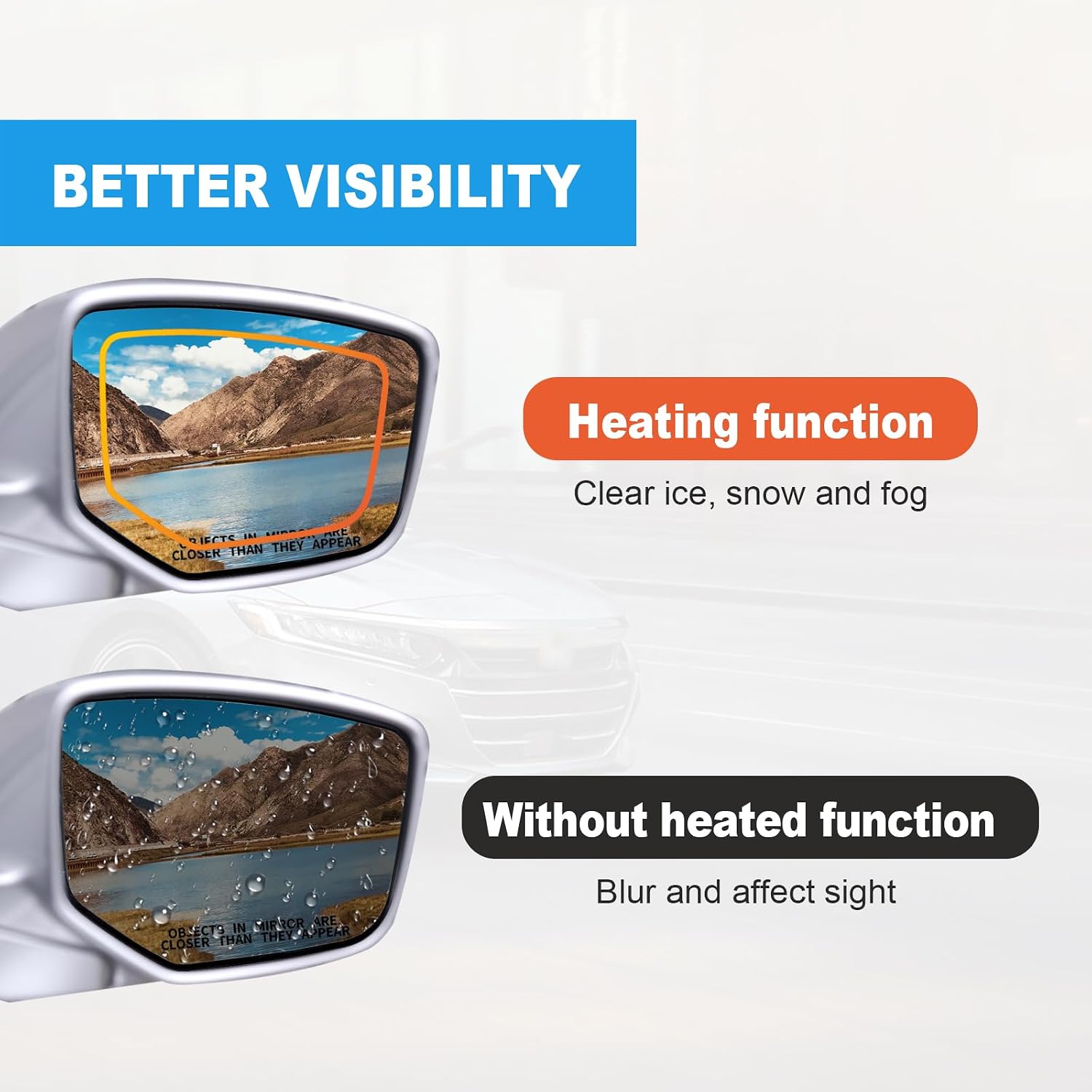 Honda Accord 2008-2012 Right Side Heated Mirror Glass Plate Replacement - Power Heated Rear View Mirror