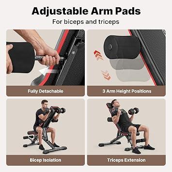 YOLEO Adjustable Weight Bench with Bench Press Stand, Foldable Workout Bench with Extended Head/Elbow Pad(for Users up to 7')