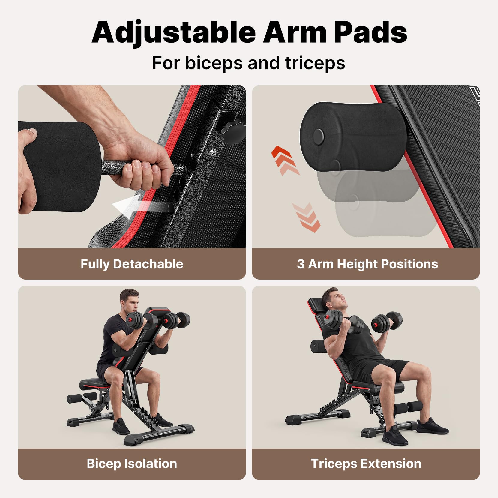 YOLEO Adjustable Weight Bench with Bench Press Stand, Foldable Workout Bench with Extended Head/Elbow Pad(for Users up to 7')