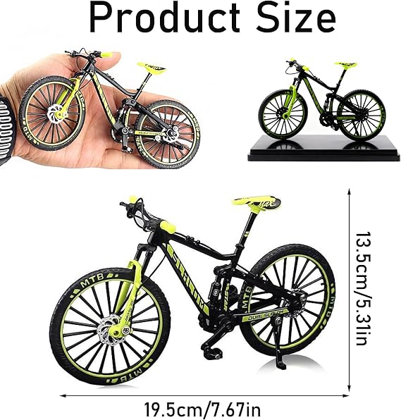 1:8 Finger Mountain Bike, Alloy Die Cast Finger Bike, Finger Toy Bikes Suitable for Collectors,Stress Relieving and Educational Games, and Collectibles (Handlebars/ Foot Pedal Can Be Turned)